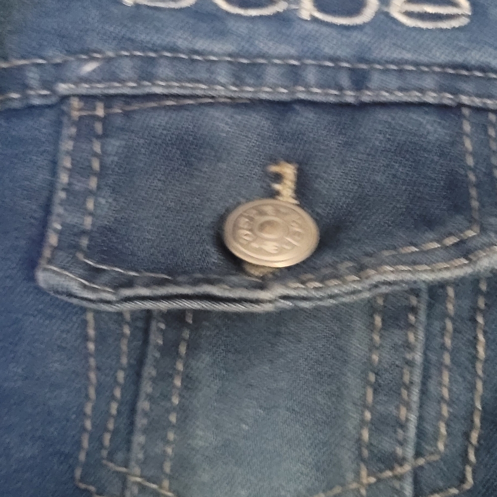 Nwot bebe Cropped Denim Jacket Girls Sz M 10/12 Read Post Measurements - Picture 4 of 14